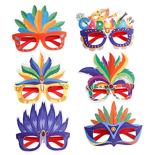 Healifty 6Stücke Farbige Federbrillen für Karneval und Partys Lustige Maskerade Brille mit Verschiedenen Designs Festliche Anlässe von Healifty