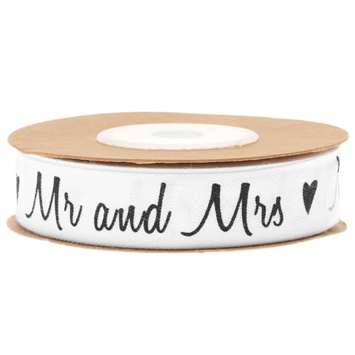 Healifty Baumwollband mit der Aufschrift „Just Married Mr and Mrs“, Hochzeitseinladungen, Geschenkverpackung, für Hochzeit, Party, Dekoration, Basteln von Healifty