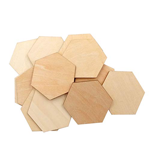 Healifty Holzstücke, 6-eckig, aus Buchenholz, zum Basteln, Malen, Dekorieren, 50 mm, 50 Stück von Healifty