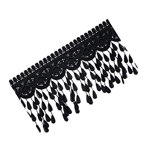 Healifty Spitzenborte, 4,45 m, 8 cm, schwarz, Quastenbesatz, Fransenborte, Kleid, Kleidung, Nähzubehör für DIY von Healifty