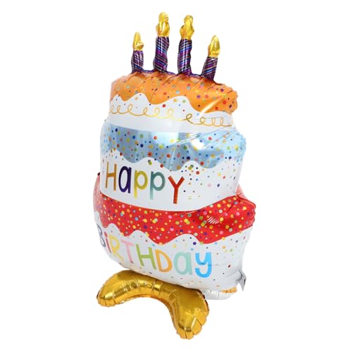 Healifty Stehender Folienballon Kuchenform Bunte Geburtstagsparty Dekoration mit Basis für Lebendige Atmosphären und Einfache Anordnung von Healifty