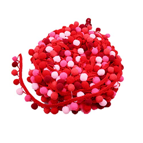 Healifty Stoffbänder Spitzenband Bommelband Basteln Pom Ball Fransenband Band Stoff DIY 5 Ball 4. 5M (Rot) Borte Mit Bommeln Bänder Fransenbesatz von Healifty