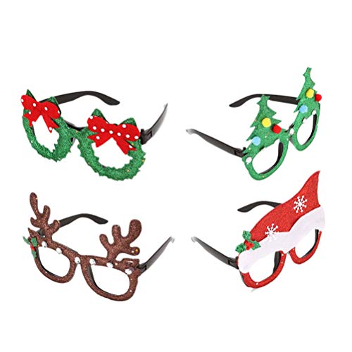 Healifty Weihnachtsdekorationen 4 stücke Kreative Weihnachten Brillen Rahmen Weihnachtsgeschenk Neujahr Dekor Party Favors Karneval Dekoration (verschiedene Muster) von Healifty