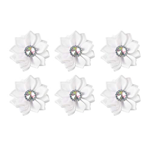 Healifty weiße chiffon blumen mit strass satinband rose blumen strass handwerk hochzeit ornament applikationen 20 stück von Healifty