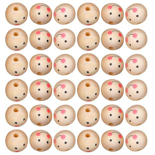 Natural Colourful Wooden Beads Beaded Face Wooden Beads For DIY Bracelet Crafts Jewellery Making 100 Pieces/Package von Healifty