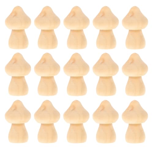 Pilz Holzfiguren zum Bemalen Basteln: 15 Stücke Holzpilze Miniatur Ornamente Tortenfiguren Holz Spielfiguren Figurenkegel Holzkegel Weihnachten Deko Figuren DIY Kinder Bastelset Feengarten Zubehör von Healifty