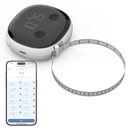Healthkeep Maßband, einziehbar und verbunden mit Bluetooth-App, wiederaufladbar, USB-C für Körpermessung, Muskelaufbau, Fitness und Krafttraining, 150 cm / 60 Zoll Healthkeep Maßband, einziehbar und verbunden mit Bluetooth-App, wiederaufladbar, USB-C für Körpermessung, Muskelaufbau, Fitness und Krafttraining, 150 cm / 60 Zoll von Healthkeep