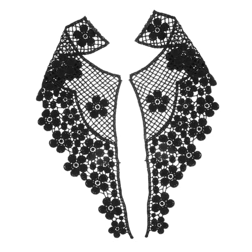 Healvian 1 Paar Spitzenkragen bestickt Kostüm Kunstkragen Blumen- Vintage-Spitzenbesatz Stickerei nähen Kragen Decors dekorativer Hemdkragen gefälschter Kragen für Frauen Milchseide Schwarz Healvian 1 Paar Spitzenkragen bestickt Kostüm Kunstkragen Blumen- Vintage-Spitzenbesatz Stickerei nähen Kragen Decors dekorativer Hemdkragen gefälschter Kragen für Frauen Milchseide Schwarz von Healvian