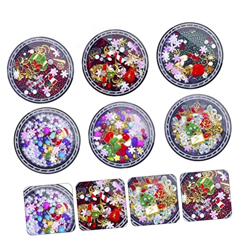 Healvian 1 Satz Weihnachts Nagelkunst Ornamente Nagelaufkleber Weihnachts Maniküre Charms Nagelkunst Charms Weihnachts Nagelkunst Dekoration Weihnachts Nagel Strass Nagelkunst 6Boxen von Healvian