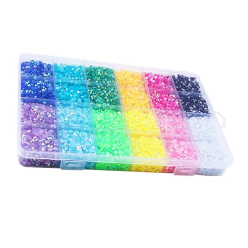 Healvian 1 Schachtel Fächer Jelly Resin Strasssteine Transparent Box Maniküre DIY Nagel Schmuck Verzierung für Frauen Mädchen von Healvian