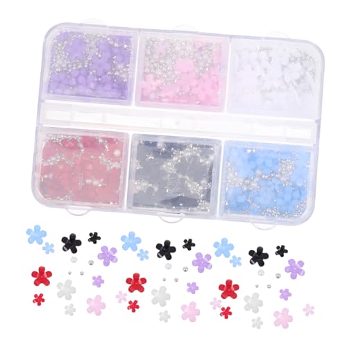 Healvian 1 Schachtel Flower Nail Charms Fächer Box Gemischte Resin Blumen Nagel Schmuck Nail Art Dekoration für Maniküre DIY Zubehör für Modische und Vielseitige Nageldesigns von Healvian