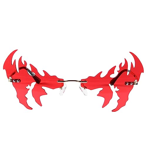 Healvian 1 Stück lustige Brille Gläser Rave Kostümbrille geformt leuchtbrillen faschingsbrille mit Spaßfaktor festival brillen visier Randlose Partyzubehör rot von Healvian