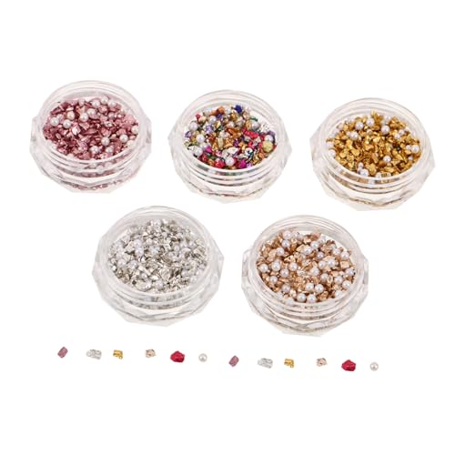 Healvian 10 Kartons Nagelverzierungen mit Unregelmäßigen Mini Perlen Bunte Zerstoßene Steine Selbstklebend Kreative Maniküre-deko für Damen DIY Nail Art von Healvian