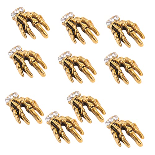 Healvian 10 Stück -Nageldekoration Kunst UV Halloween Nägel Fingernagel Hände aufkleber Maniküre selber machen Maniküre-Dekoration aus Legierung Maniküre Abziehbilder Kupfer Golden von Healvian