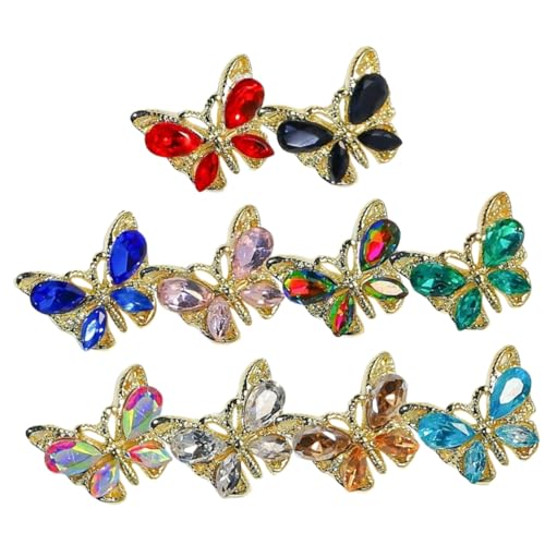 Healvian 10 Stück Teiliges Bunte Schmetterling Nail Charms Glitzernde Strasssteine Maniküre Dekoration Langlebige Leichte Nail Art Schmuck für DIY Maniküre und Professionelle Anwendungen von Healvian