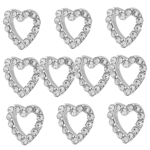 Healvian 10 Stück Teiliges Herzförmige Nagelcharms aus Zinklegierung mit Hohldesign Maniküre Nail Art Zubehör für Kreative Nagelkunst und DIY Nageldekorationen Trendige Strasssteine für von Healvian