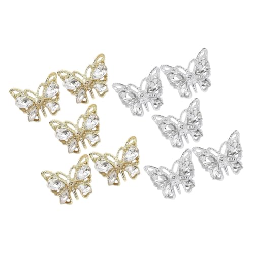 Healvian 10 Stück Teiliges Schmetterling Nagel Charms aus Metall mit Funkelnden Strasssteinen Langlebig und Vielseitig für DIY Nail Art Professionelle Maniküre und Kreative von Healvian