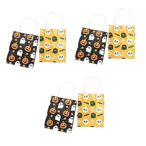 Healvian 12 Stück Teiliges Mini Papiertüten mit Henkel Halloween Kürbis Muster Große Kapazität Reißfest Geruchlos Vielseitig als und Partybeutel für Süßigkeiten und Aufbewahrung von Healvian