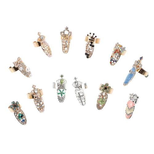 Healvian 12 Stück Teiliges Nagelkunst Ring mit Strasssteinen Verstellbare Maniküre Fingerringe für Frauen Langlebige und Gesunde Nagel Ornamente für Hochzeit Party und Festtage Healvian 12 Stück Teiliges Nagelkunst Ring mit Strasssteinen Verstellbare Maniküre Fingerringe für Frauen Langlebige und Gesunde Nagel Ornamente für Hochzeit Party und Festtage von Healvian