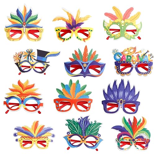 Healvian 12 Stück Teiliges Partybrillen Robustem Filz und Bunte Karneval Eyewear Dekoration für Foto Props und Kostüm Lustige Festival Brillen für Karneval Fasching Mottoparty von Healvian