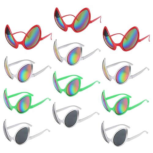 Healvian 12 Stück lustige Brille halloween brillen faschingsbrille lustige party brillen Urlaub außerirdische kostüm frauen Außerirdische Brille lustiges -Kostüm Plastik von Healvian