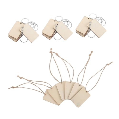 Healvian 120 Stück Teiliges Rechteckige Holz Schlüsselanhänger Bemalen Natürliche Unbehandelte Holzanhänger für Diy für Weihnachtsdeko und Kreative Geschenkideen von Healvian