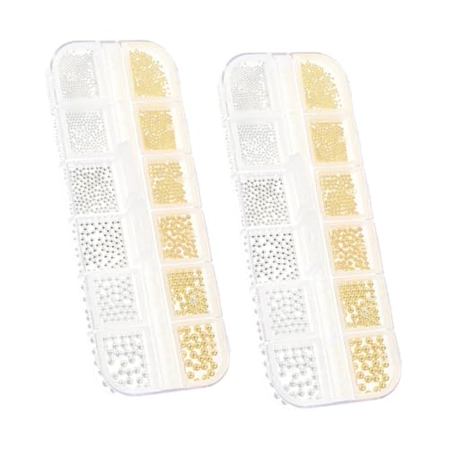 Healvian 2 Boxen Metall Stahlkugeln Nagelkunst Perlen Gold Silber Caviar Beads Sortiert DIY Maniküre Schmuckverzierung für Salon Zuhause Healvian 2 Boxen Metall Stahlkugeln Nagelkunst Perlen Gold Silber Caviar Beads Sortiert DIY Maniküre Schmuckverzierung für Salon Zuhause von Healvian