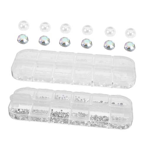 Healvian 2 Boxen Rhinestone Nagel Charms mit Perlen Dekorative Nail Art Schmucksteine Flache Basis für Kreative Nageldekoration Geeignet für Natürliche und Künstliche Nägel Einzigartiges von Healvian