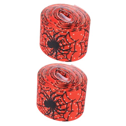 Healvian 2 Rollen Halloween Dekoband mit Spinnenmuster Langlebiges Hochwertiges Geschenkband für DIY Bastelprojekte Geschenkverpackung Partydeko und Scrapbooking von Healvian