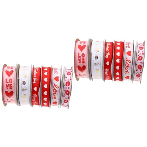Healvian 2 Sätze Valentinstag Geschenkband Hochwertiges Für Dekoration Blumenverpackung Diy Bastelprojekte Mehrzweckband Für Valentinstag Und Partys 6 Rollen * 2 von Healvian