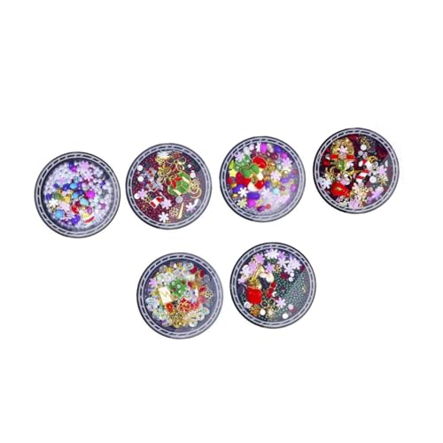 Healvian 2 Sätze Weihnachts Nagelkunst Ornamente Weihnachts Nagelkunst Dekorationen Weihnachts Maniküre Charms Weihnachts Nagel Strasssteine ​​Nagelaufkleber Nagelkunst Zubehör 6Boxen*2 von Healvian