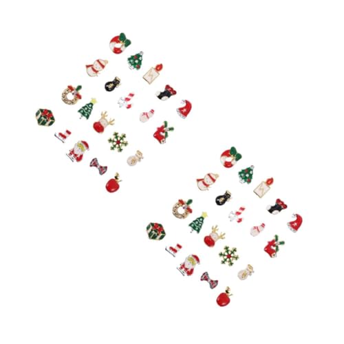 Healvian 2 Sätze Weihnachts-nagel-diamant Strasssteine ​​für Nägel Nageltransfers Zu Weihnachten Nagel Kunst Dekoration Reize 3d-weihnachtsnagelaufkleber Nagelzubehör Legierung 20 Stück * 2 von Healvian
