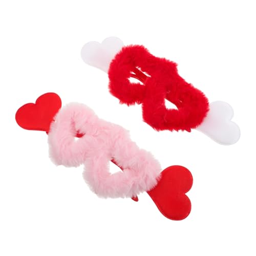 Healvian 2 Stück Flauschige Herz-sonnenbrillen Plüsch Velvet Punk Brille Unisex Herzförmige Partybrillen für Valentinstag Kostümfeste Trendige Damen Herren Accessoires von Healvian