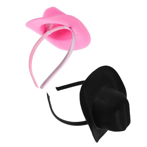 Healvian 2 Stück Mini Cowboy Hut Stirnband Leichte Western Kopfbedeckung für Damen und Mädchen Vielseitiges Party-accessoire für Geburtstage Halloween und Festliche Anlässe Komfortabel und von Healvian