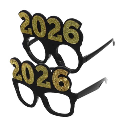 Healvian 2 Stück Neujahrsbrillen Schwarz-gold Glitzer Partybrille Kunststoff Robust Leicht für Silvester Foto Requisiten Vielseitig für Festlichkeiten Healvian 2 Stück Neujahrsbrillen Schwarz-gold Glitzer Partybrille Kunststoff Robust Leicht für Silvester Foto Requisiten Vielseitig für Festlichkeiten von Healvian