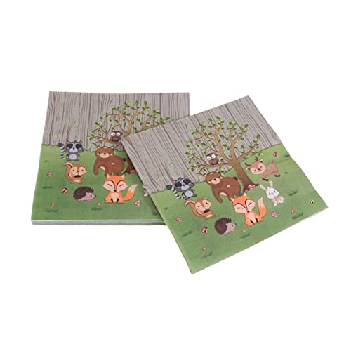 Healvian 20 Servietten Waldtiere Weihnachtsservietten Tischdeko Papierservietten Fuchs Bär Kannichen Roter Panda Igel Hirsch Party Servietten Partygeschirr von Healvian