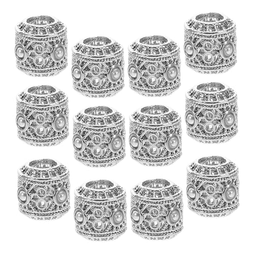 Healvian 20 Stück Ethnische Spacerperlen für Armbänder Metallperlen für DIY Schmuck Kreative Bastelmaterialien Vielseitige Perlen Silber für Designs von Healvian