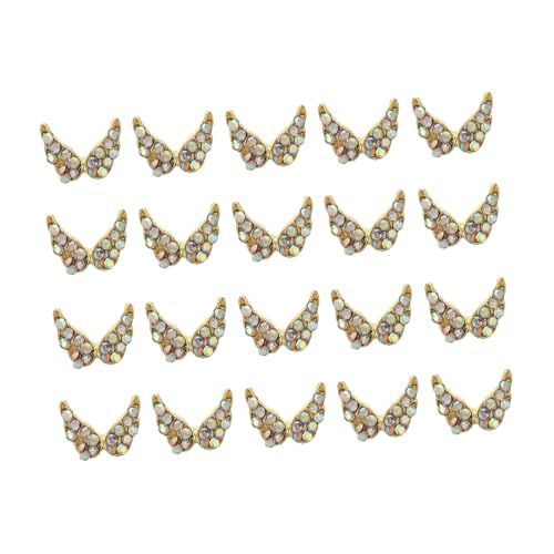 Healvian 20 Stück Herz-strass-nagel-kunst Nageldiamanten, Strasssteine Herz Strass Flügel Nagel Glitzern Aufkleber Nailart-strasssteine Nagelkunstabziehbilder Colorful Legierung von Healvian