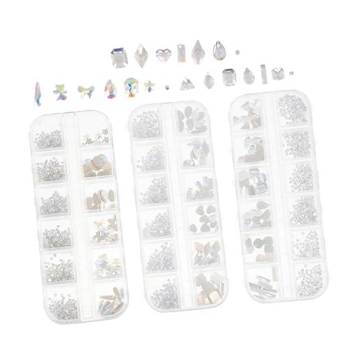 Healvian 3 Boxen Nail Rhinestones im Fächer Box Flache Nagelsteine Vielseitige Nail Jewels und Charms DIY Nageldesign Langlebig und Auffällig für Halloween Geburtstag Weihnachten von Healvian