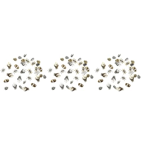 Healvian 3 Sätze Halloween Nagel Charms Metallische Vintage Mit Strass Verzierte Schädel Und Spinnen Nail Art Dekorationen Für Diy Maniküre Für Partys Und Besondere Anlässe 32 Stück * 3 von Healvian