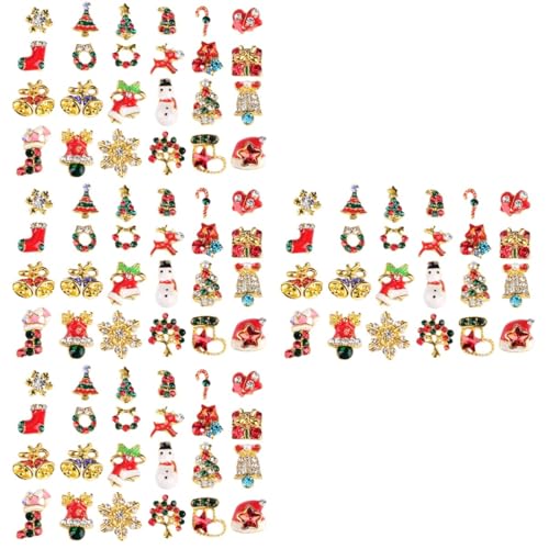 Healvian 4 Sätze Weihnachts Themen Nagelcharms Schneeflocken Und Glocken Maniküre Dekorationen Für Diy Nagelkunst Und Salongebrauch Für Feste Und Besondere Anlässe 24 Stück * 4 von Healvian