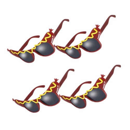 Healvian 4 Stück Lustige Hot Dog Brille Auffällige Partybrille für Erwachsene und Leichter Komfort Witziges Kostümzubehör für Halloween Silvester Karneval und Festtagsfeiern von Healvian