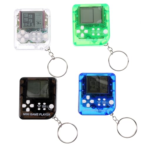 Healvian 4 Stück Retro Videospiel Schlüsselanhänger Kreative Mini Spielkonsole als Party Mitgebsel Vielseitiger Taschen und Schlüsselanhänger in Transparent Blau und Grün von Healvian