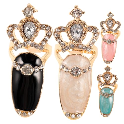 Healvian 4 Stück Teiliges Fingernagelring Damen mit Funkelnden Strasssteinen Langlebiger Legierung Modisches Nagelkunst Zubehör für Party Bankett und Besondere Anlässe Stilvolle DIY Healvian 4 Stück Teiliges Fingernagelring Damen mit Funkelnden Strasssteinen Langlebiger Legierung Modisches Nagelkunst Zubehör für Party Bankett und Besondere Anlässe Stilvolle DIY von Healvian
