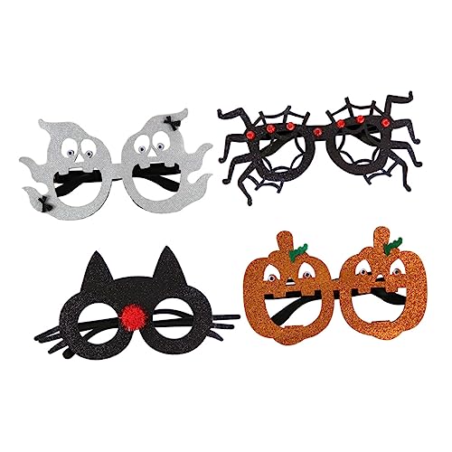 Healvian 4 Stück Teiliges Halloween Partybrillen Lustige Dekorationsgläser aus Leichtem Material Komfortabel und Sicher mit Originellen Halloween Motiven für Unvergessliche Fotos und von Healvian