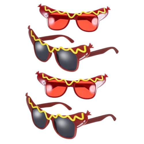 Healvian 4 Stück Teiliges Hot Dog Brillen für Erwachsene Lustige und Party Sonnenbrillen Leichte Kostüm Sonnenbrille für Halloween Geburtstag Requisiten Einzigartige Faschingsbrille von Healvian