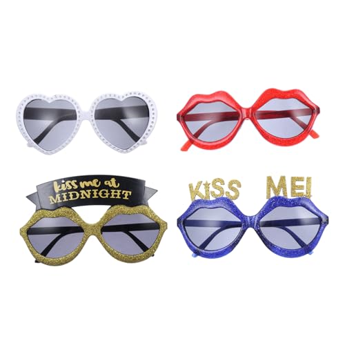 Healvian 4 Stück Teiliges Kunststoffbrillen Lippenform für Valentinstag Kreative Partybrille Damen Fasching Bequemes Langlebiges Design Auffälliges Accessoire für Kostüm und Show von Healvian