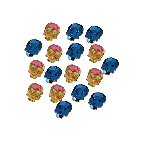 Healvian 40 Stück Strass -Nagelabziehbilder Nagelkunst-Anhänger Schädel Nagel Dekoration 3d abc wickeltasche säckchen aufkleber Nail-Art- Nagel-Strass-Kit Glas Blue von Healvian