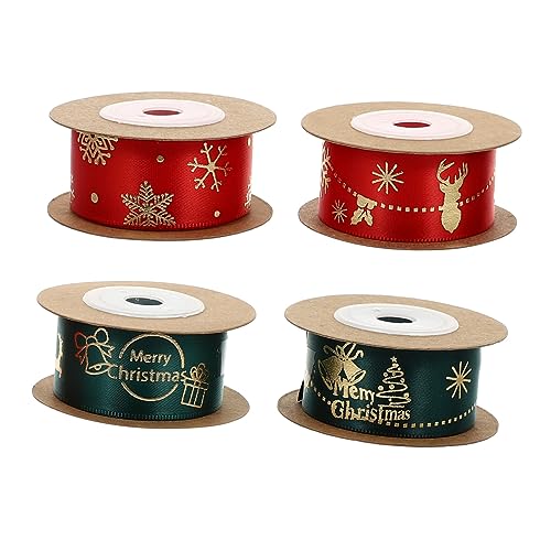 Healvian 4Rollen Weihnachtsband Satin Geschenkband für Verpackung Breit Yards Je Rot Grün Festliche DIY Dekorationen für Weihnachtsgeschenke und Weihnachtsbaumgestaltung von Healvian