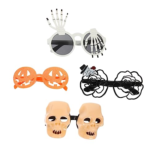 Healvian 4Stücke Teiliges Lustige Partybrille Dekorative Brille für Themen Kostümpartys Halloween Design mit Schwarzem Weißer Knochenpfote Goldener Healvian 4Stücke Teiliges Lustige Partybrille Dekorative Brille für Themen Kostümpartys Halloween Design mit Schwarzem Weißer Knochenpfote Goldener von Healvian